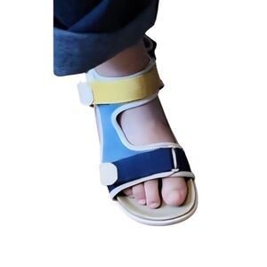 Zara Colour-block Technical Velcro Beach Hangout Sandals / Sz 9.5 / Blue, yellow